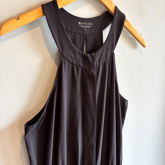 Athleta Sol Black Wide Leg Cropped Jumpsuit - size 6 - Picture 2 of 10